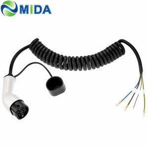 16A 32A Type 2 IEC62196 Female Plug with Spiral Cable
